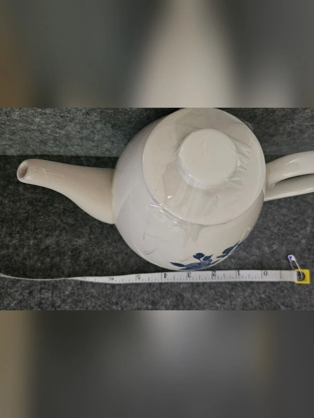 Tracy Boyd White Ceramic Teapot with Blue Floral Accent